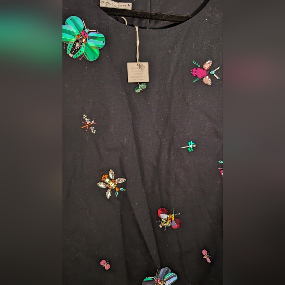 RSVP by Talbots Embellished Bejeweled Bug Funky Blouse NWT 14P - Picture 3 of 11